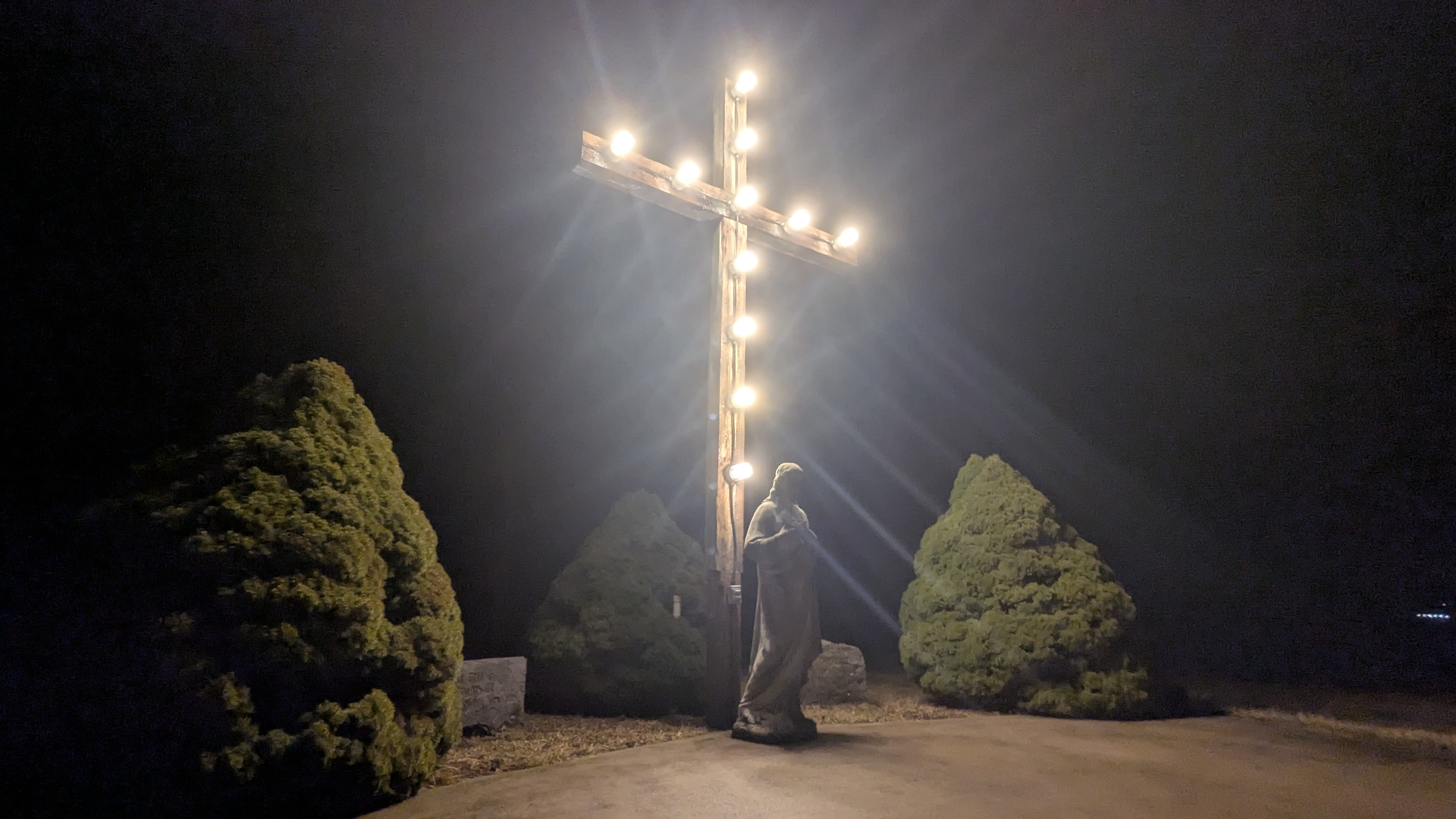 Cross at night