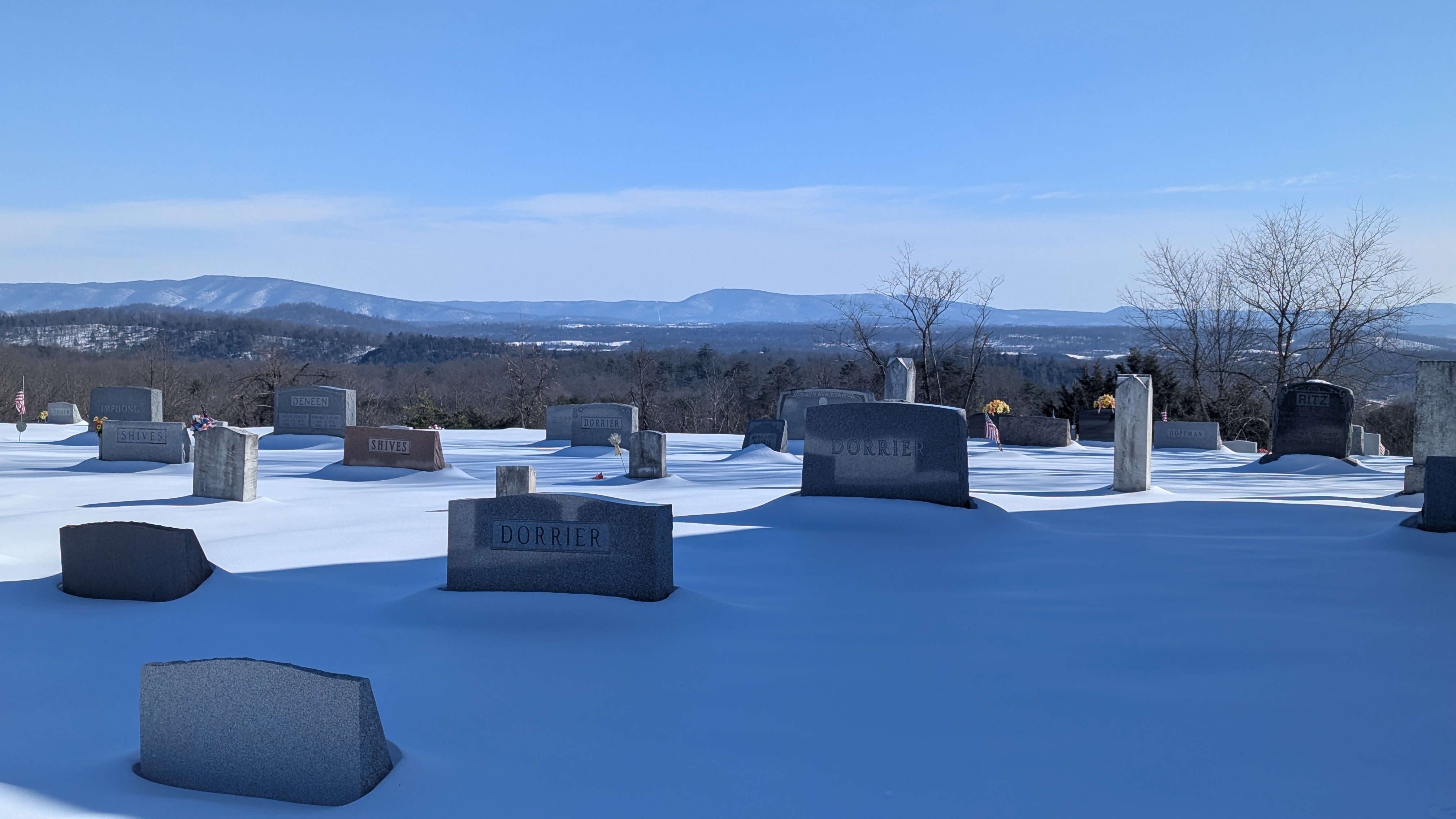 Snowy gravestone
